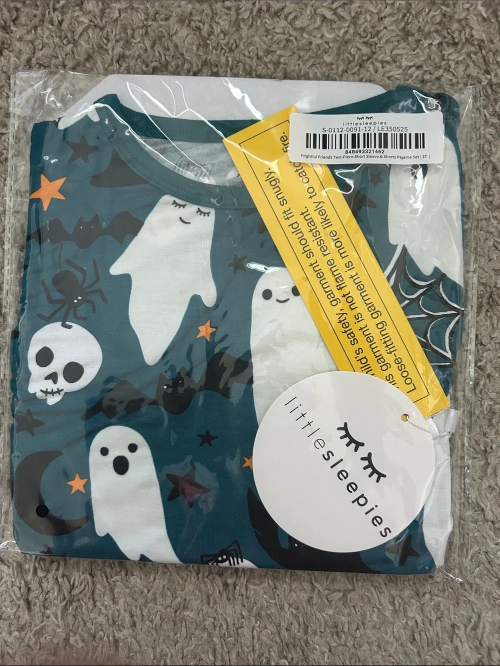 Little Sleepies Frightful Friends two piece short sleeve & shorts pajama set 2T